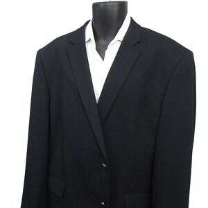 Pierre Loren Mens Blazer 48L Navy Blue Two Button Sport Coat Superior 130s
